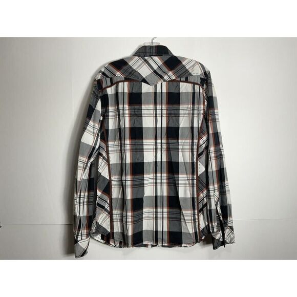 BKE Mens Pearl Snap Shirt MEDIUM Athletic Fit Long Sleeve Western Plaid - Picture 2 of 8